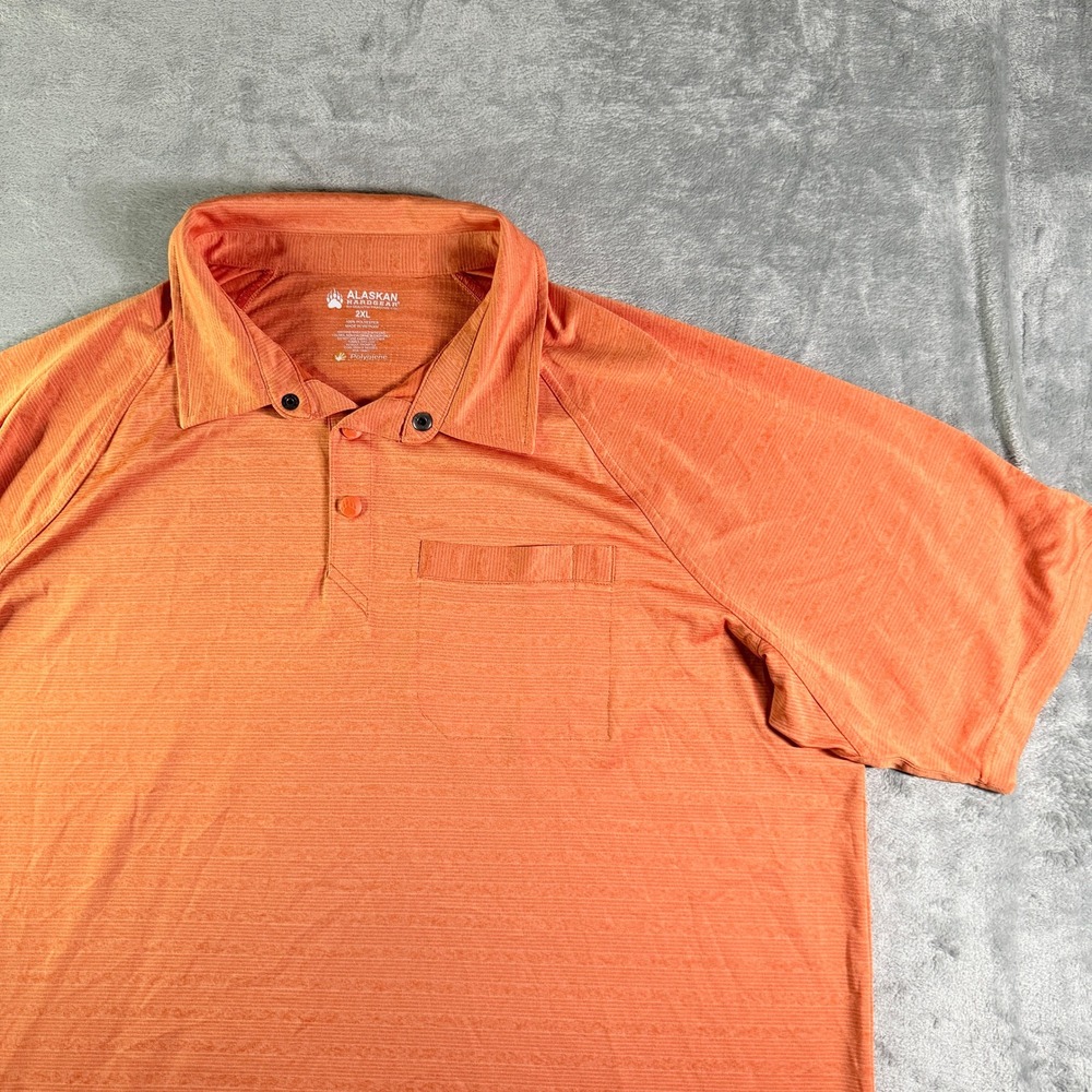 Alaskan Hardgear Men's 2XL Orange Polyester Polo Shirt Pocket Paw Print